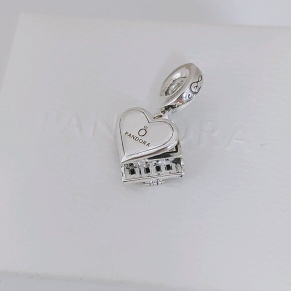 Pandora Grand Piano Heart Dangle Charm S925 Sterling Silver with box - Picture 5 of 9